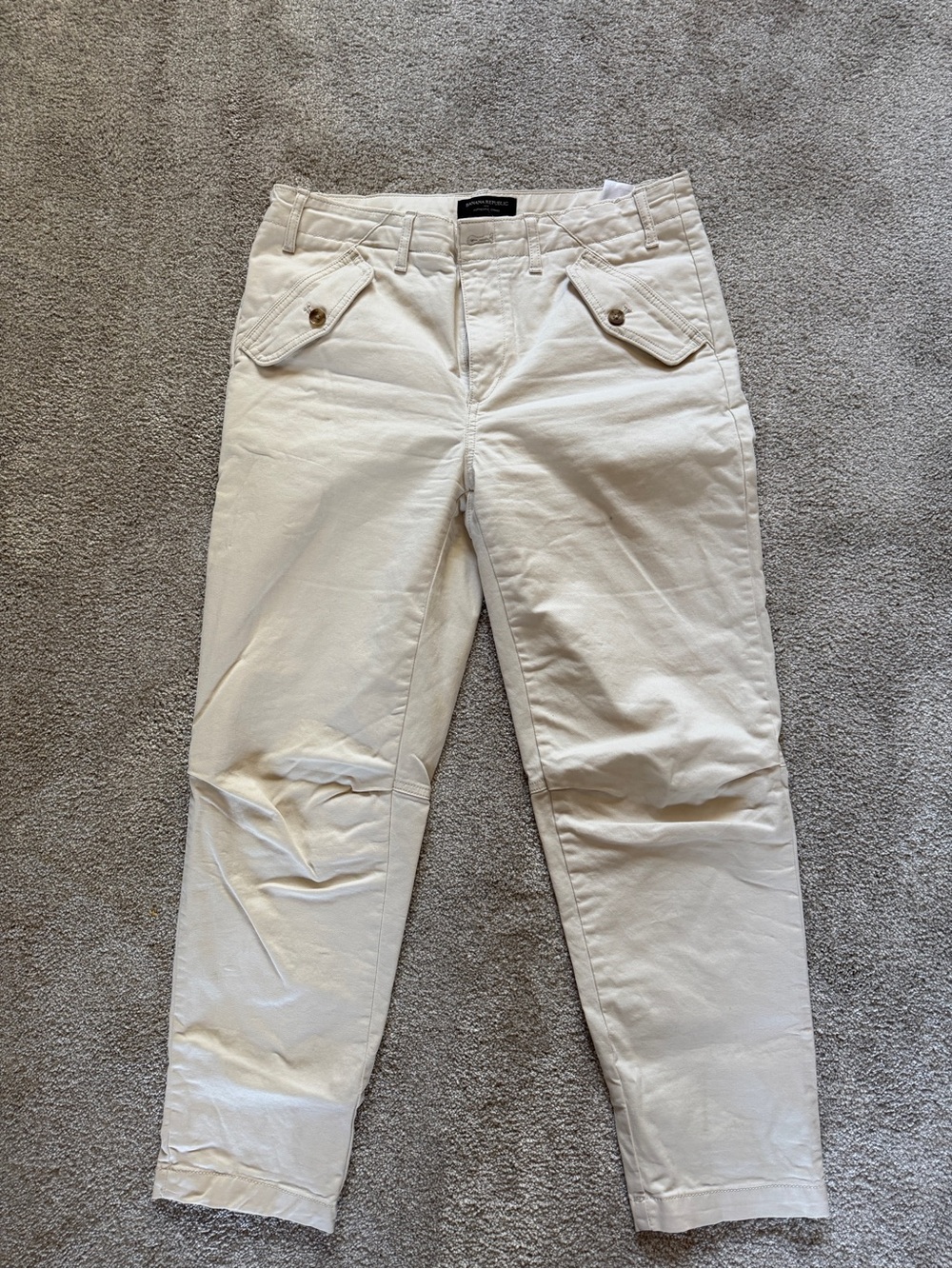 Banana Republic Cream Chino Pants with Button Detail